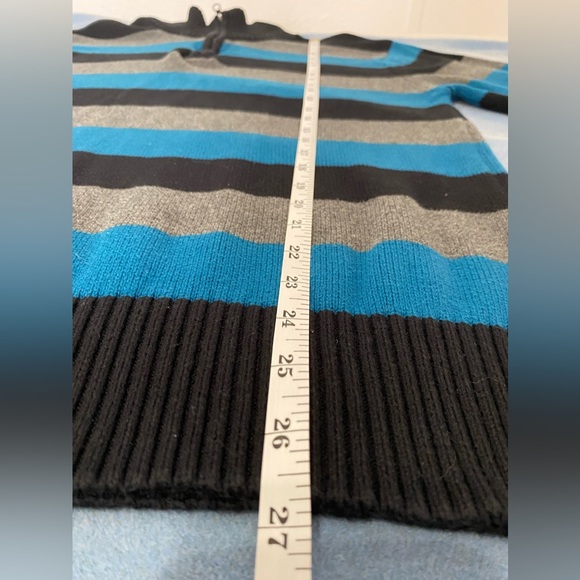 Carbon men’s black, gray & blue 1/4 zip 100% cotton sweater - Picture 10 of 14